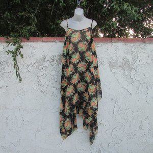 Millau black orange floral scarf dress O/S